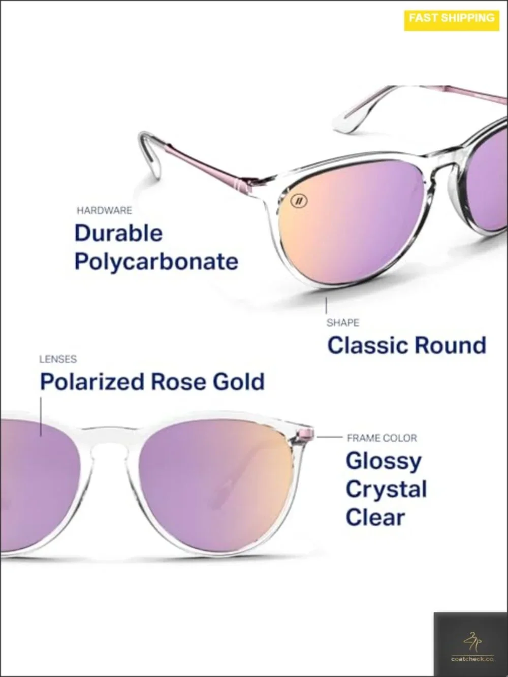 Polarized Sunglasses Classic Mixed Metal Frame 100% UV Protection